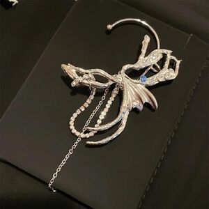 Single Clip Earrings, Silver Butterfly Ear Clip For Left Ear